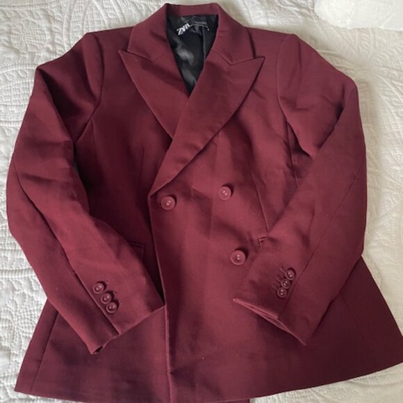 Zara blazer, burgundy, Size Large - Picture 1 of 2